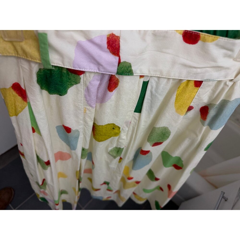 Rachel Antonoff Filthy Martini Olive Print Midi Vinnie Skirt Pleated Dots Belt M - Picture 13 of 14